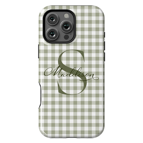 Custom Gingham Name & Initials iPhone Case